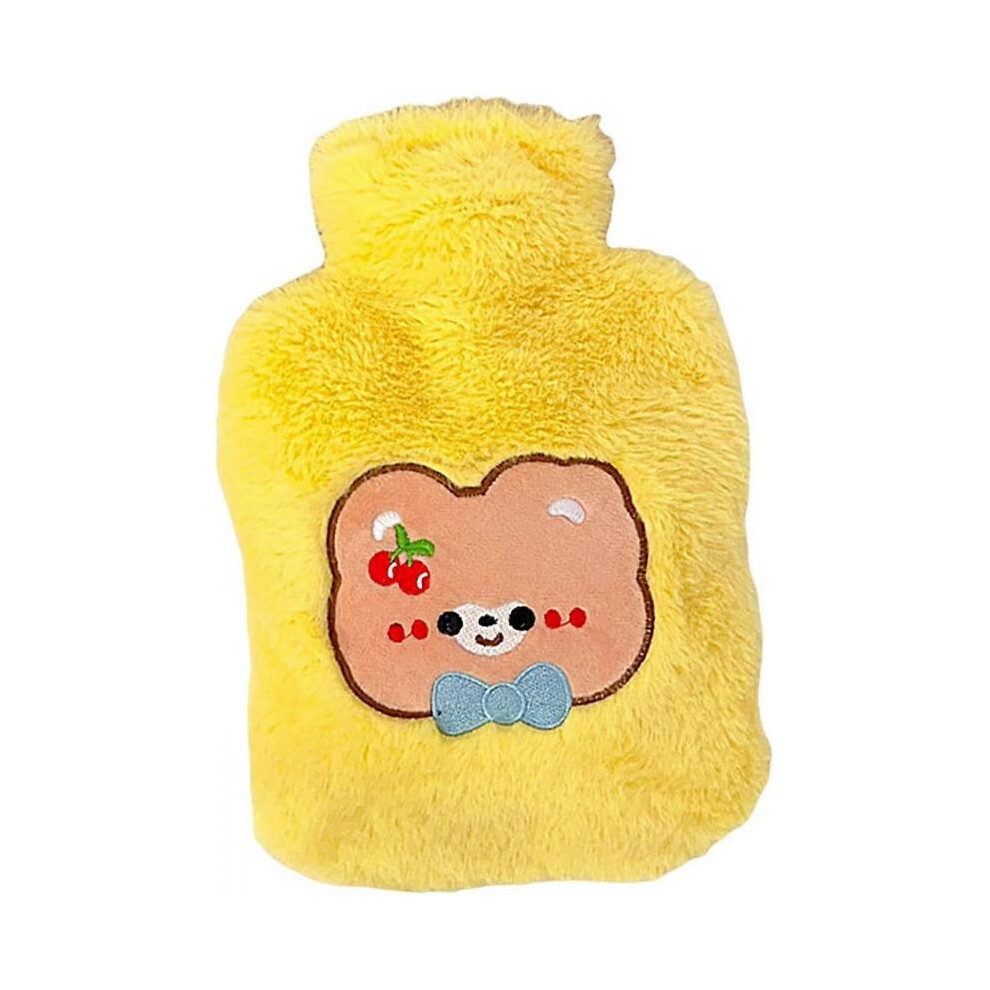 Yellow (1000Ml, Bear) Hot Water Bottle, Hot Water Bottle Cute Hand Warmer Portable Cartoon Plush Hot Warmer Bag For Home Office School
