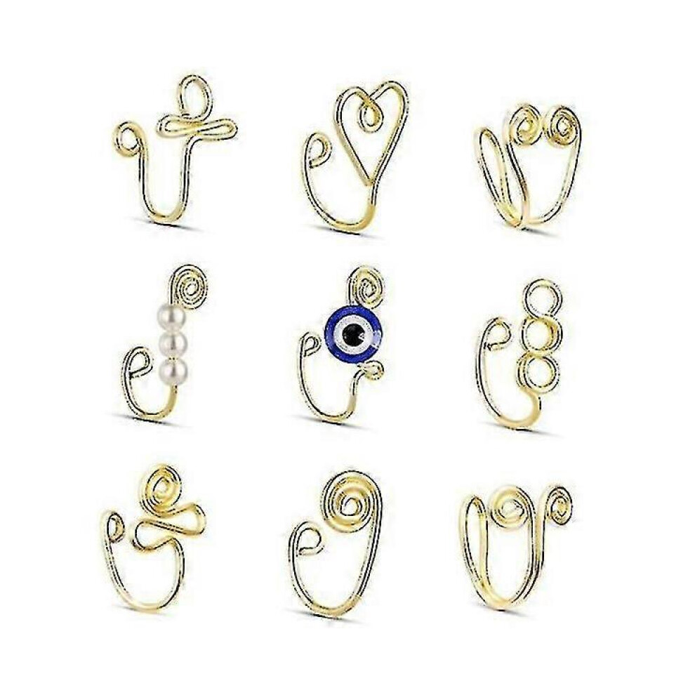 12Pcs U Shaped Fake Nose Ring Hoop Fake Piercing Hoop Septum Rings Gold