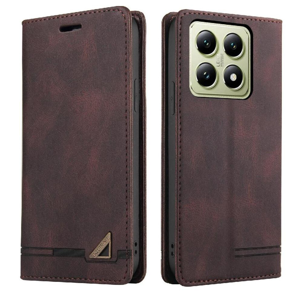 (Brown) Flip Case For Xiaomi 14T Premium Leather Two Card Slots Premium Leather Kickstand Brown 764563473823