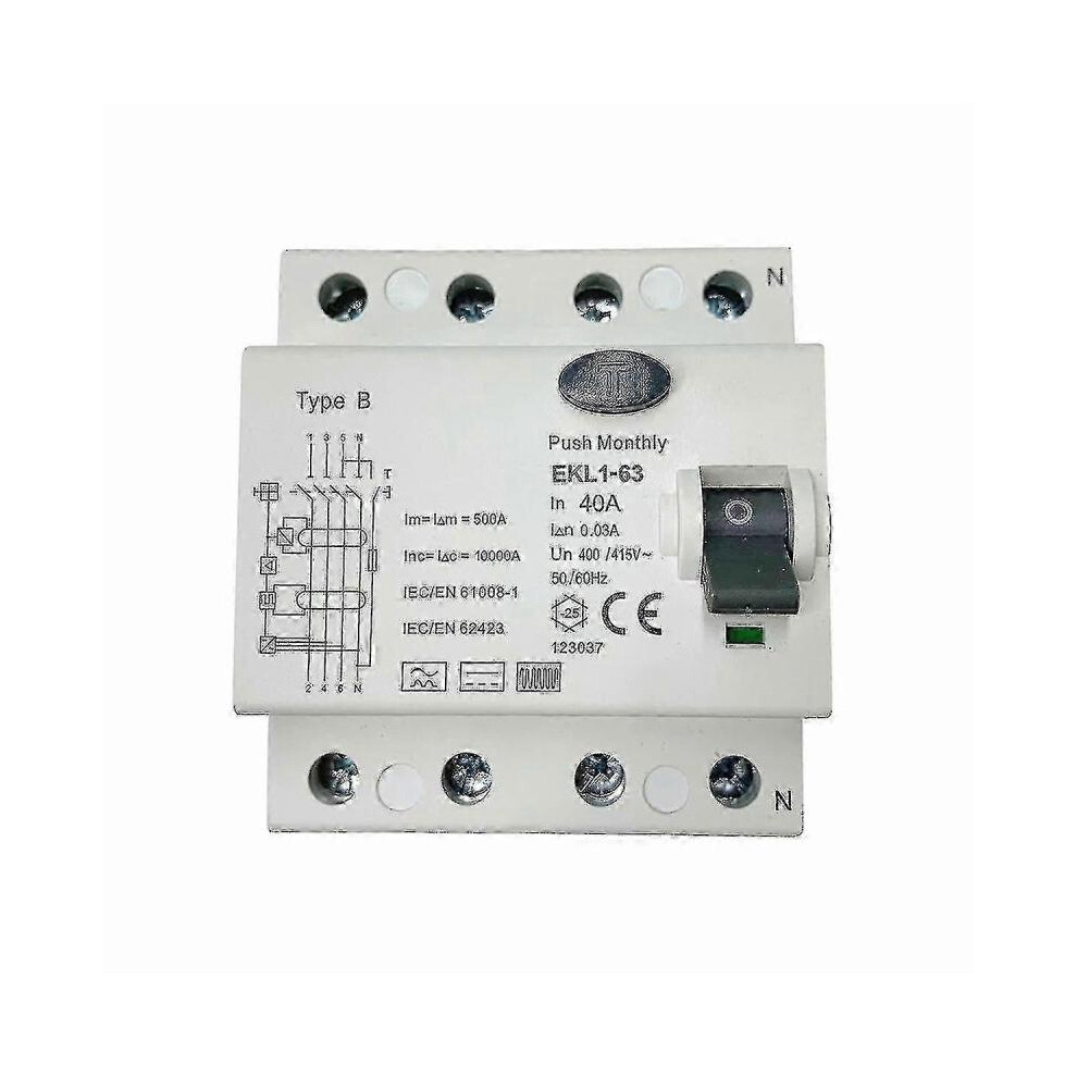 Type B Rccb Residual Current Circuit Breaker 10Ka 4 40A 30Ma Rcd Elcb Ekl1-63 Type B Rcd Leakage 5004229862710