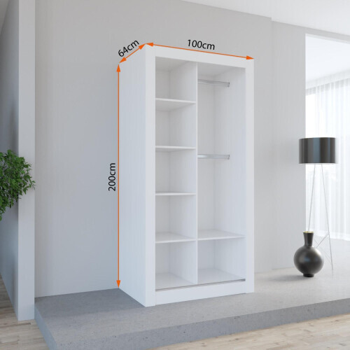 (100CM, WHITE ) LEXUS Gold Sliding Door Wardrobe 1