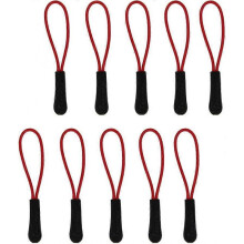 10Pcs Zip Tags Cord Pulls Zipper Extension Zip Slider Replacement (Red),One Size