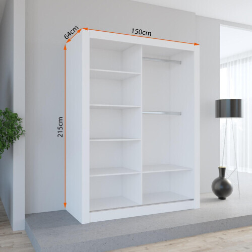 (150CM, WHITE ) LEXUS Gold Sliding Door Wardrobe 1