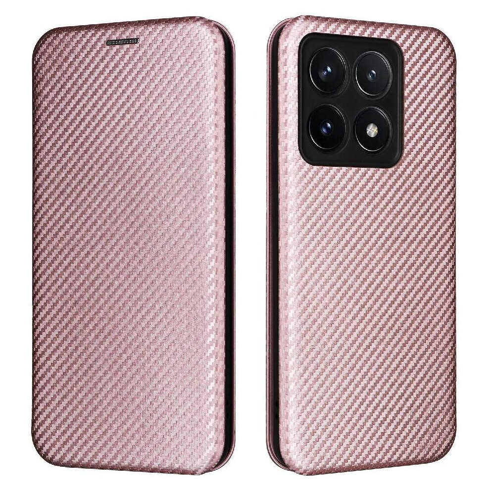 (Pink) Flip Case For Xiaomi 14T Full Protection With Card Holder Kickstand Magnetic Carbon Fiber Leather Folio Flip Case Card Insertion Pink 764563475025