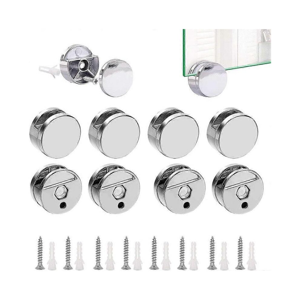 Sets Mirror Clips,Bath Glass Clamp,Mirror Fixing Brackets,Multifunctional Round Wall Bracket,Installation Glass,Mirror