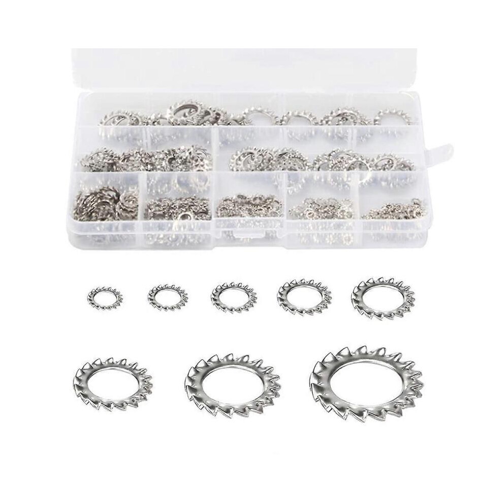 Toothed Lock Washer 300 Pieces Stainless Steel Lock Washer Toothed Washer Lock Washer (M2.5 M3 M4 M5 M6 M8 M10 M12)