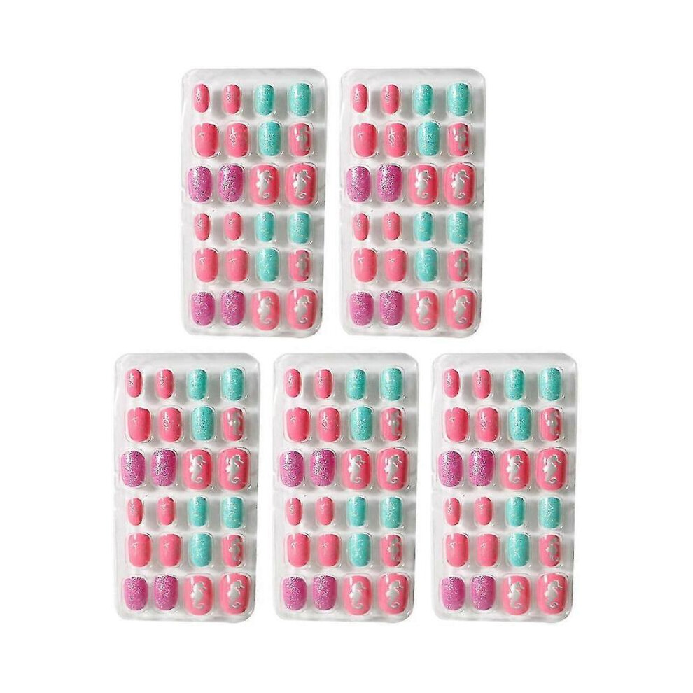 Kids Press Nails Kids Fake Nails Artificial Nail Tips Girls Full Coverage Short Fake Nails Nail Art Decoration