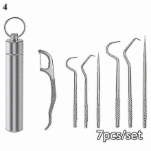 Dental Floss with Storage Bag Metal Toothpicks Teeth Cleaning Oral Care Stainless Steel