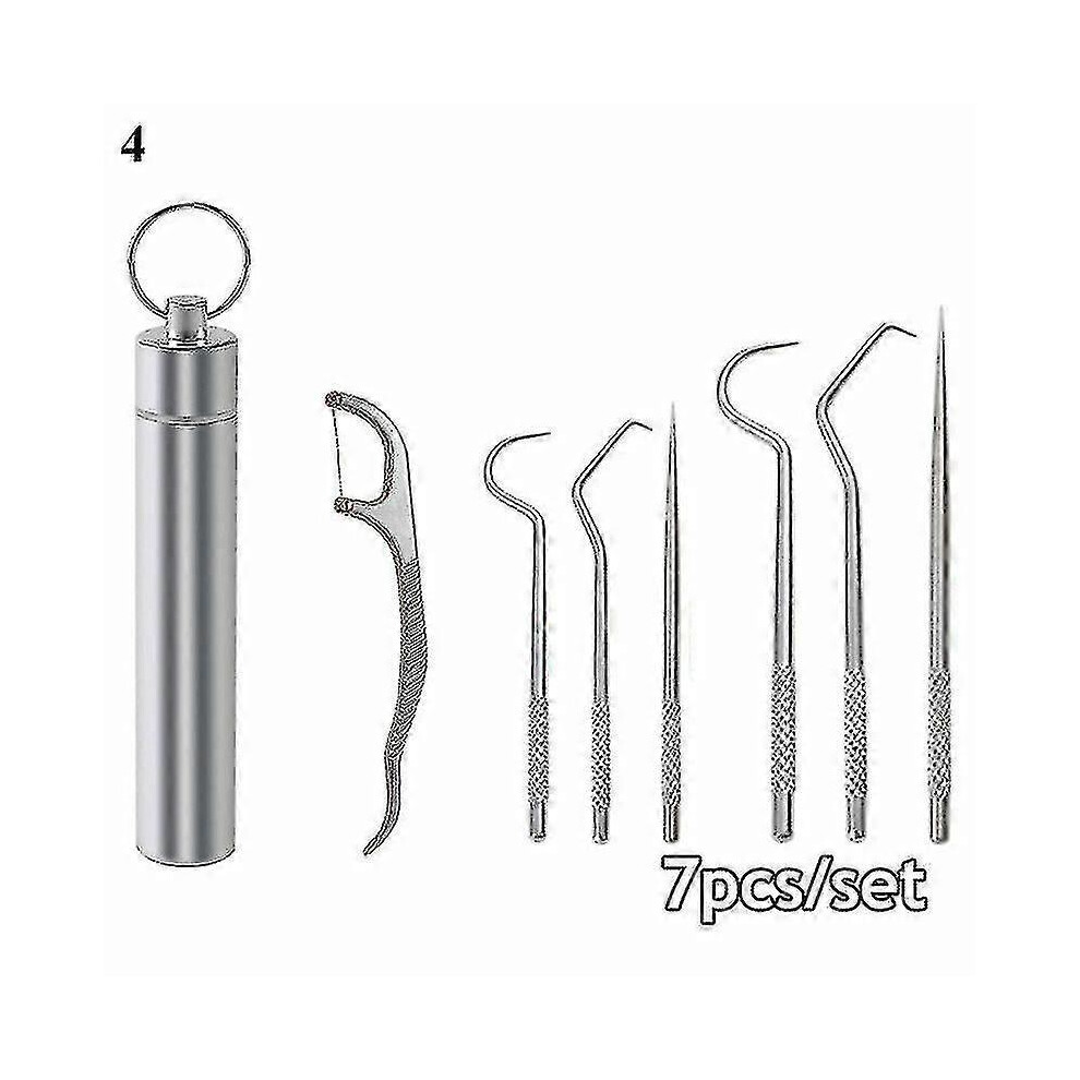 Dental Floss with Storage Bag Metal Toothpicks Teeth Cleaning Oral Care Stainless Steel