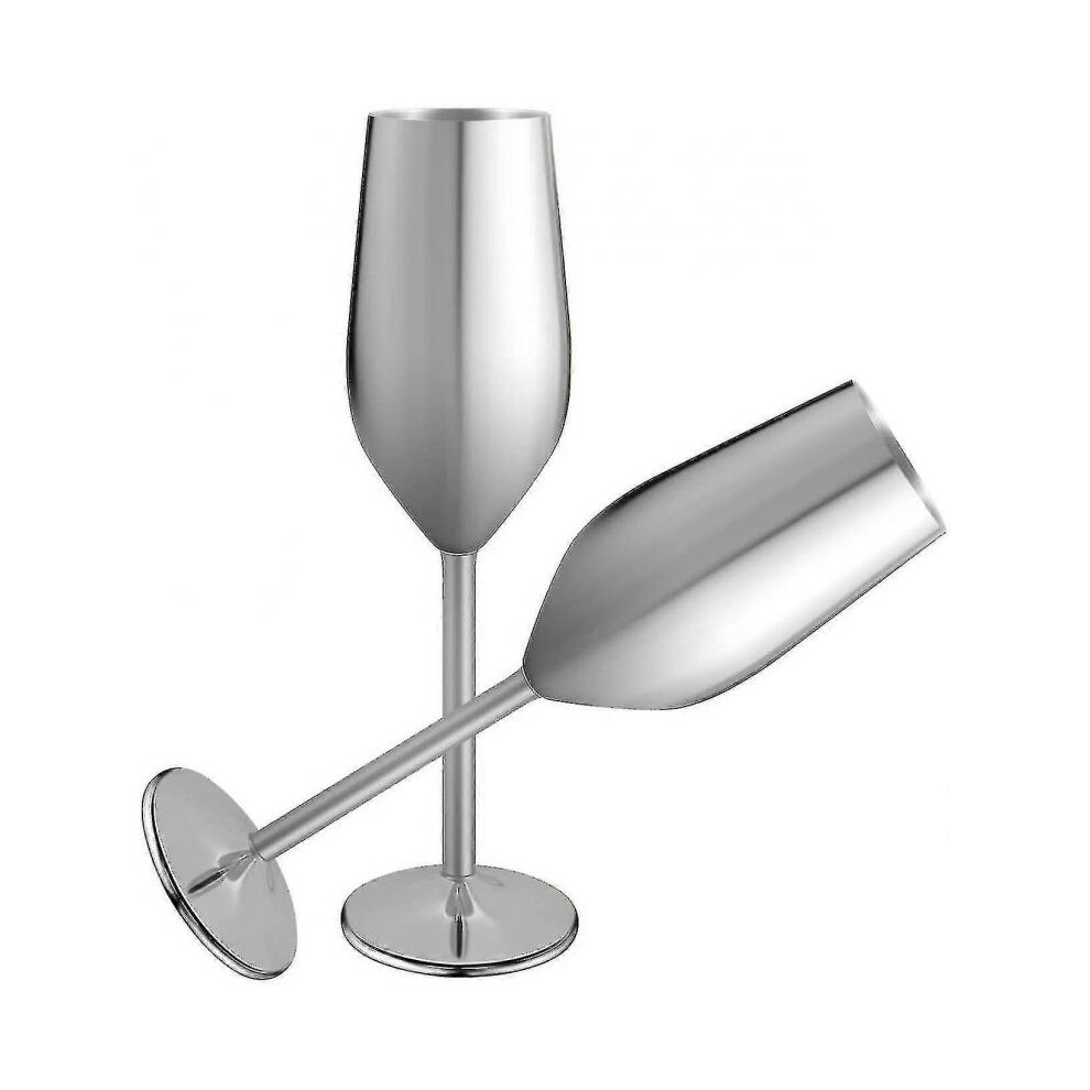 2pcs Champagne Flutes Stainless Steel 200ml Wine Glasses