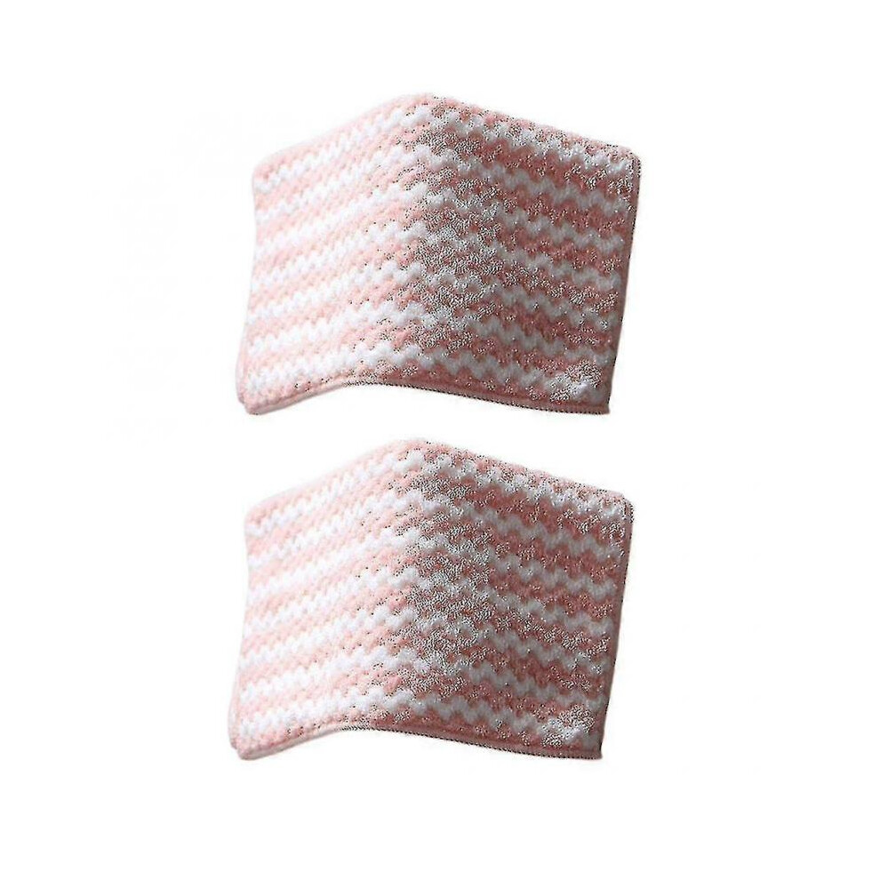 2pcs Kitchen Anti-grease Thickening Wiping Rags Household Absorbent Microfiber Soft Cleaning Cloth Table Dishcloths