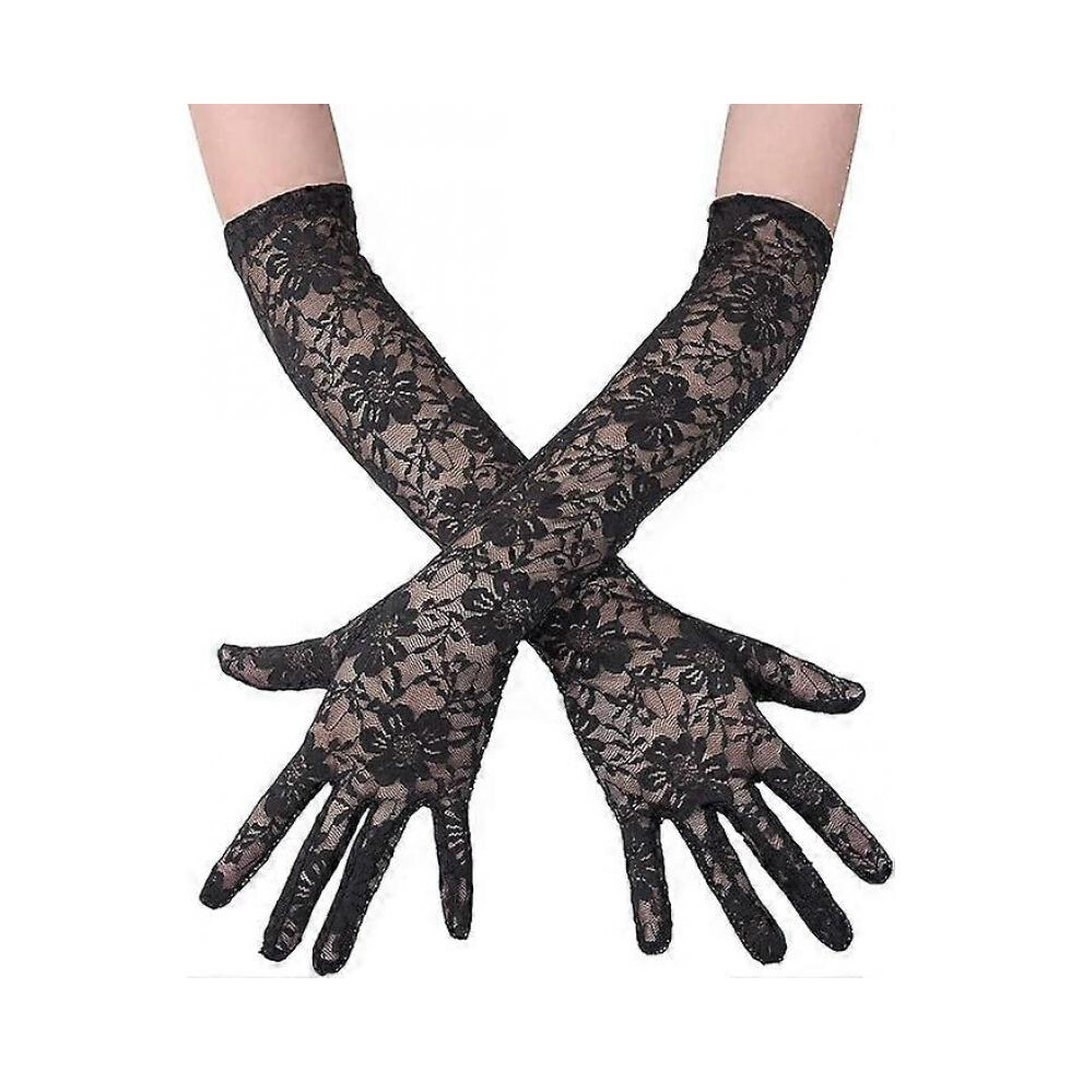 Lace Gloves Long Gloves Punk Gloves For Halloween Party Costume Accessory Evening Party Black