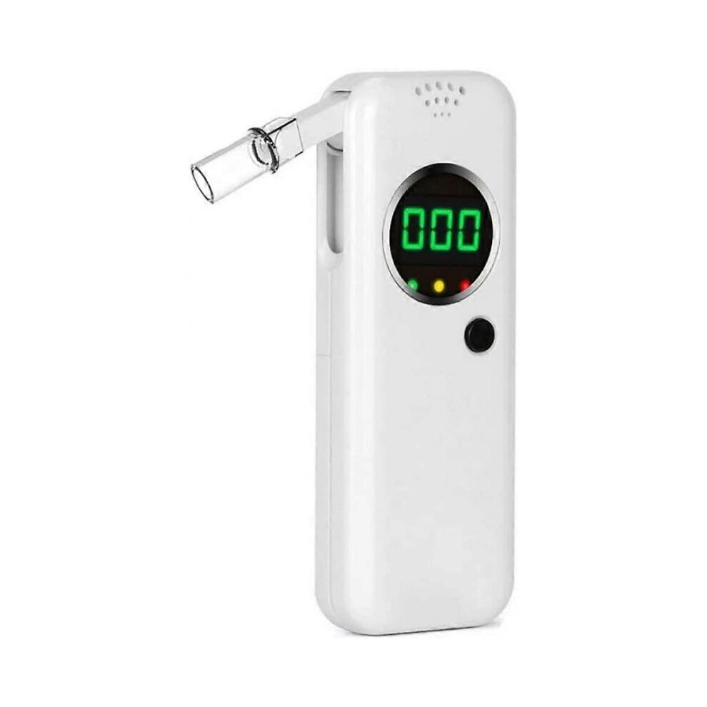 Alcohol Tester Semiconductor Sensor Digital Lcd With 5 Mouthpieces Accurate Breath Tester Breathalyzer White