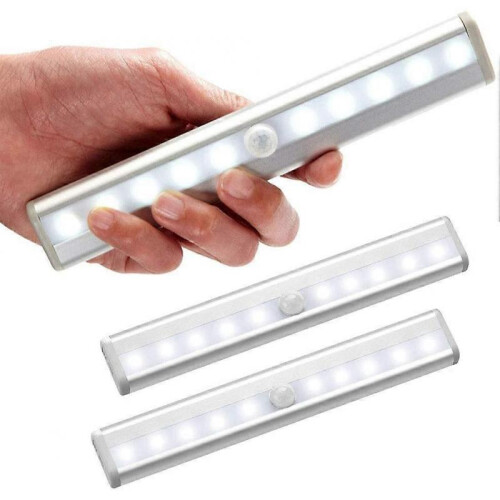 Set of 3 LED Motion Sensor Lights Indoor Wardrobe Light 10 LEDs Wireless Spotlight, LED Closet Lamp Battery Powered LED Lighting with Magnetic Strip