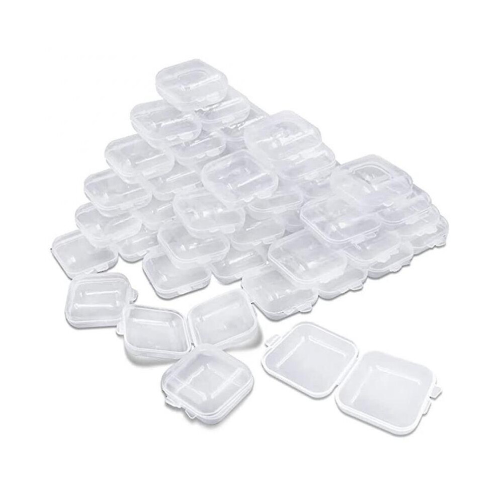 50packs S Clear Stora Containers, Empty Mini, Case with Lids for S I And