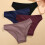 (Set 4, 3PCS) 3pcs Cotton Panties Soft Striped Underpants Sexy Solid Color Briefs 3