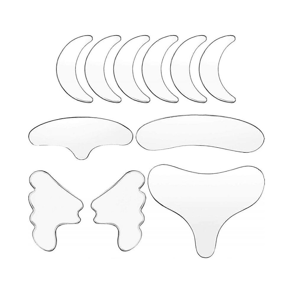11 Pieces Reusable Silicone Chest Wrinkle Pads Patches, Silicone Neck Wrinkle Patches Pad Forehead Pad Set