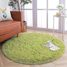 Round shaggy non-slip rug for living room and bedroom, large modern size (Green, 100 cm)