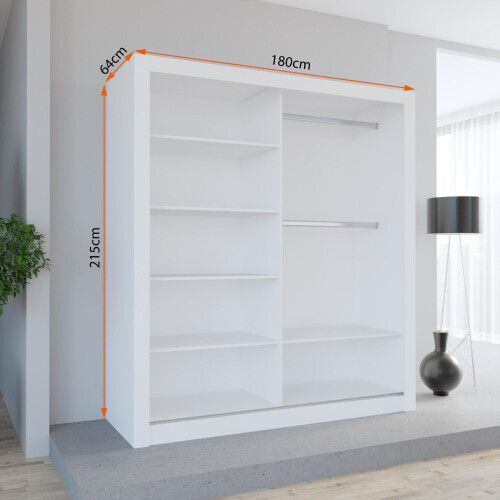 (180CM, WHITE ) LEXUS Gold Sliding Door Wardrobe 1