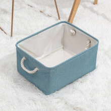 Foldable Fabric Storage Basket, Large Storage Box with Cotton Rope Handles Storage Cube Storage Box for Kids Toys Wardrobe Bedroom (blue Small