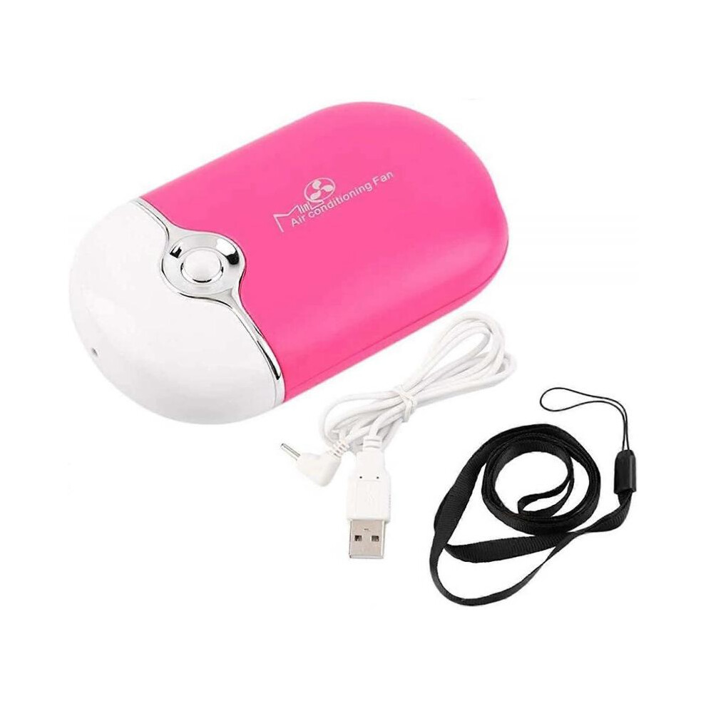 USB Mini Fan Portable Eyelash Dryer Fan Air Conditioning Blower Rechargeable Eyelash Fan (Rose)
