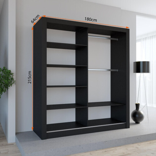 (180CM, BLACK ) LEXUS Gold Sliding Door Wardrobe 1