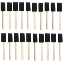 25pcs Foam Sponges Painting Wooden Handle Flexible Brush Poly Foam Angled Brush for Acrylics Stains Varnish Crafts Art 1 Inch