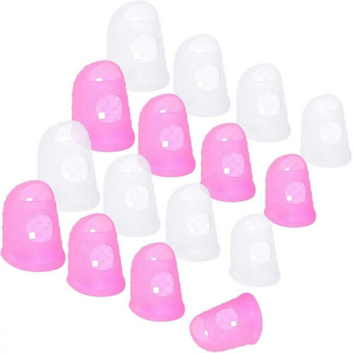 16 Pcs Finger Tips, 4 Sizes Silicone Thimble Fingertip Grips Protector Guard Pads Cover