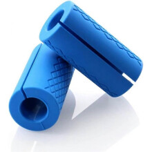 Weightlifting Gym Thick Bar Grip Silicone Non-Slip Protectors, 1 Pair, Blue