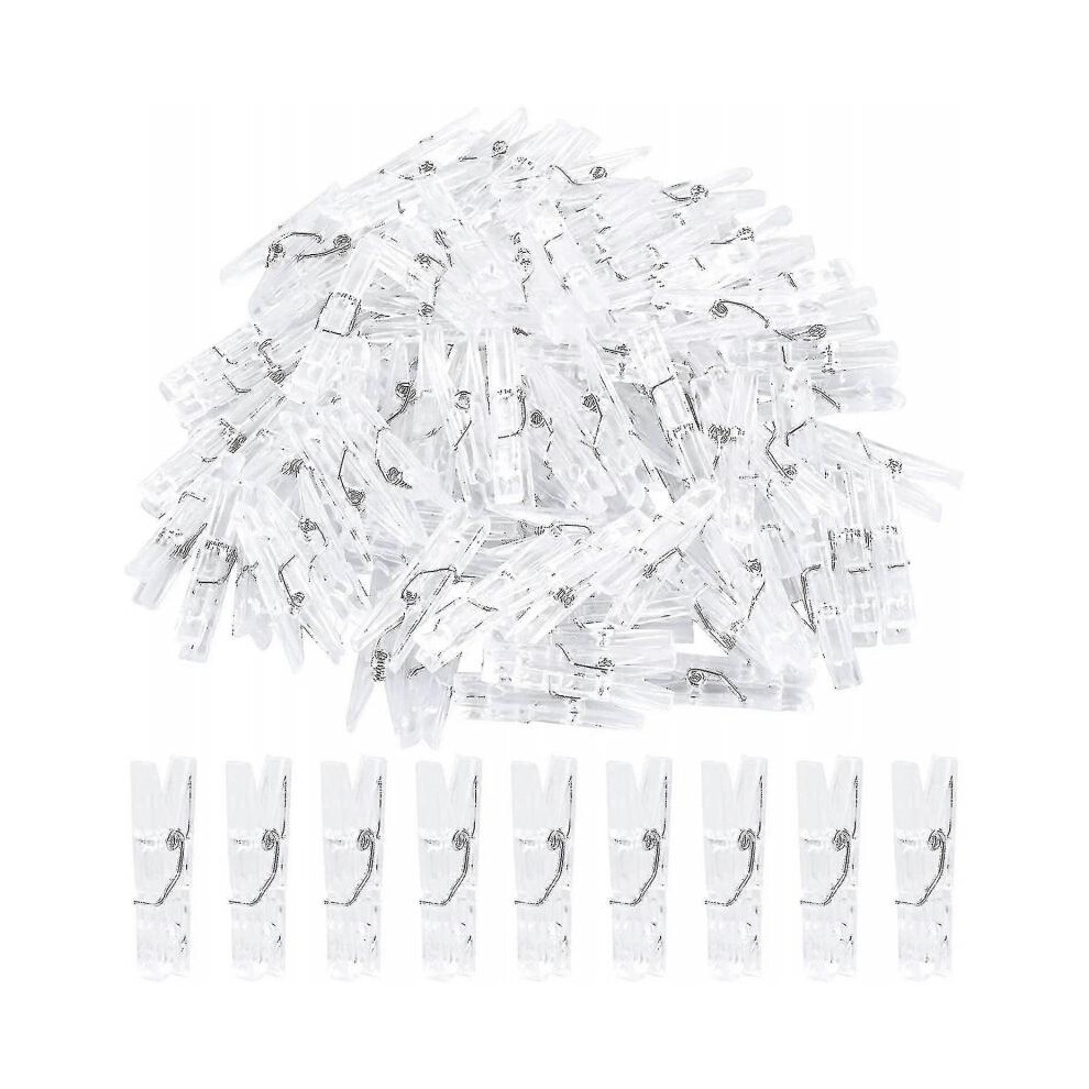 100 Pcs Mini Pegs for Photos Tiny Photo Clips Clear Plastic Clothes Pegs Plastic