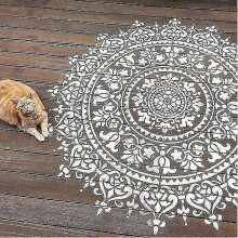 Reusable 30 cm mandala stencil for floors, walls, fabric and furniture