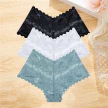 (Set 2, 3Pcs) 3pcs Lace Boyshort Panties Women Low Rise Floral Underwear
