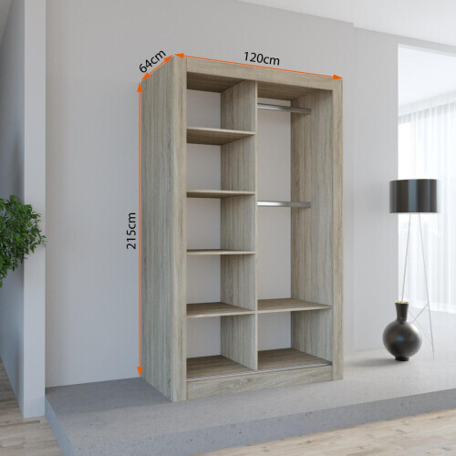 (120CM, Oak ) LEXUS Gold Sliding Door Wardrobe 1
