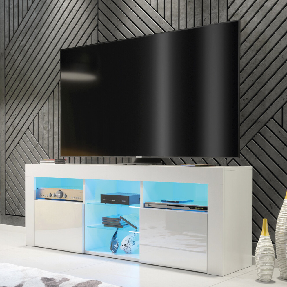 Creative Furniture Pulse Tv Unit Led - Gloss Doors White 145Cm