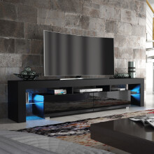 Nova 200cm TV Unit LED - Black Gloss Doors
