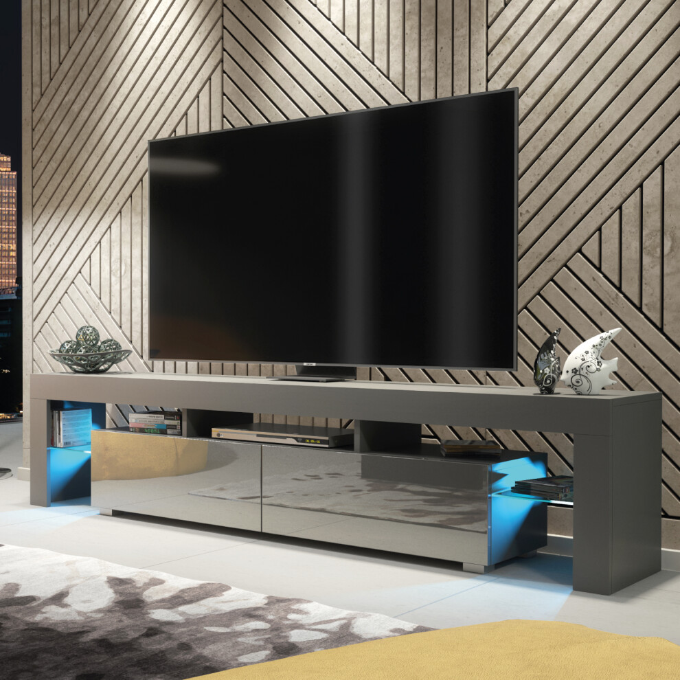 Nova 200cm TV Unit LED - Dark Grey Gloss Doors