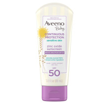 Aveeno Baby Continuous Protection Sensitive Skin Mineral Sunscreen SPF 50, 3 fl oz (88 ml)
