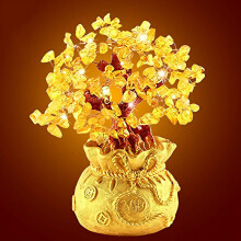 (Yellow) Shui Money Feng Wealth Tree Yellow Citrine Amethyst Crystal Gem Spiritual Lucky
