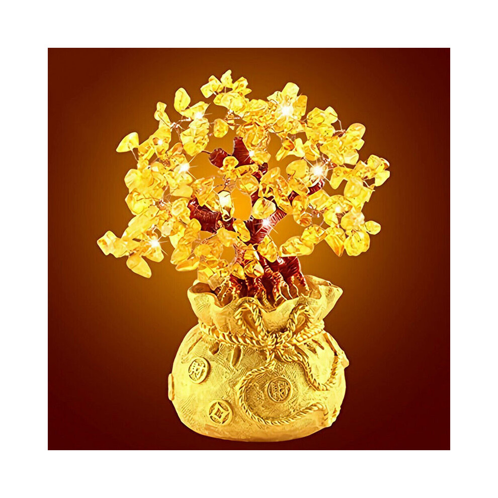 (Yellow) Shui Money Feng Wealth Tree Citrine Amethyst Crystal Gem Spiritual Lucky Yellow