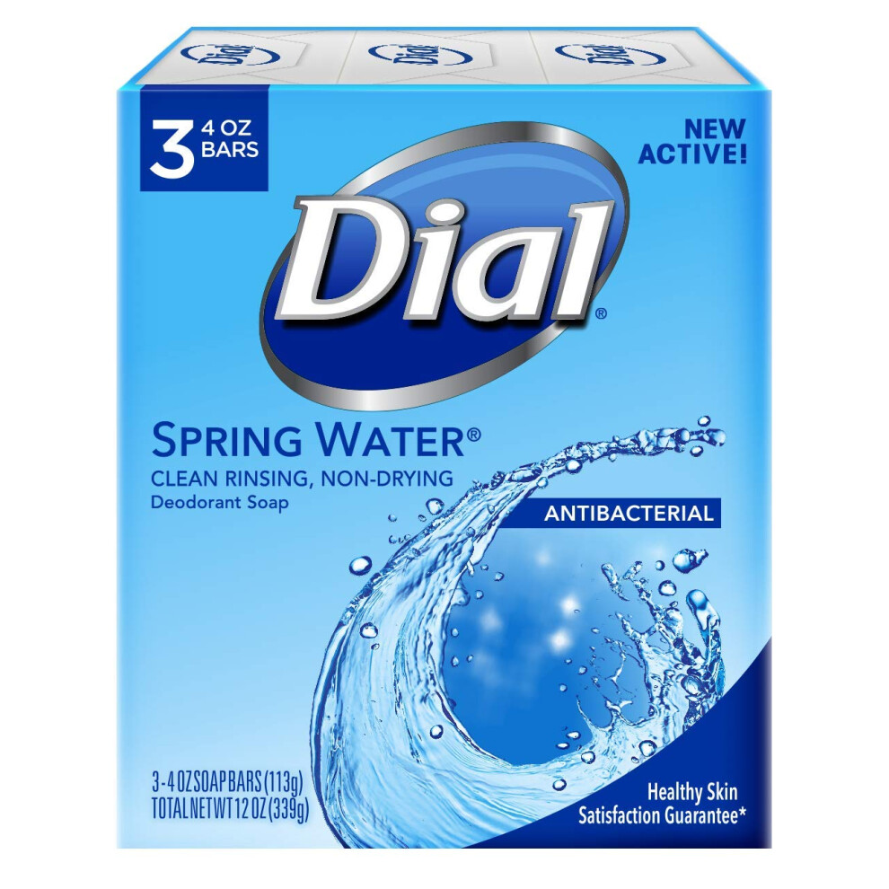 Soita Dial Antibacterial Deodorant Soap Spring Water 4 Ounce 3 Bars