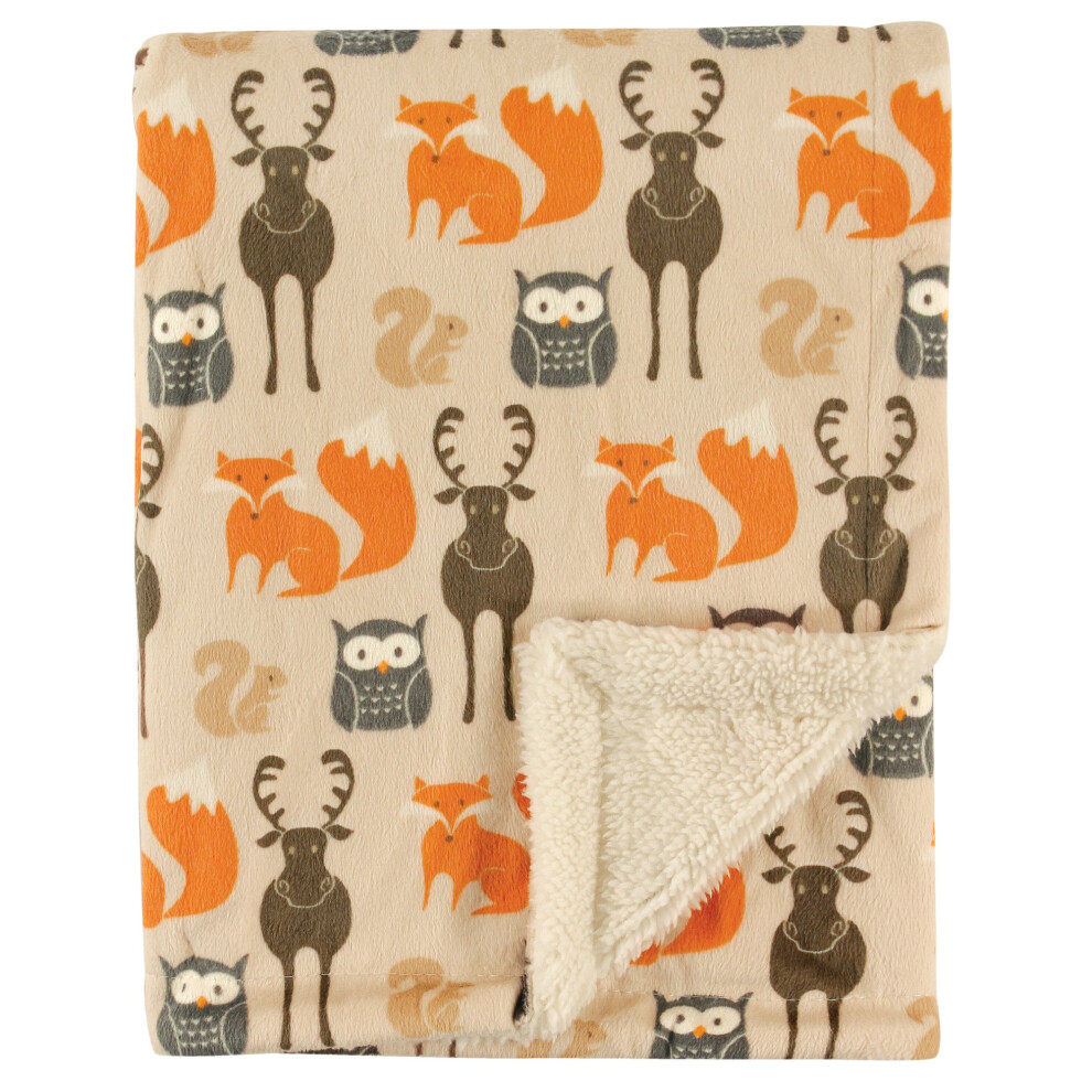Hudson Baby Unisex Baby Plush Mink And Sherpa Blanket Forest One Size Hudsonin Vauva
