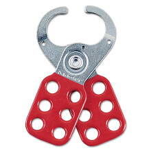 Master Lock 421 Lockout Tagout Hasp z winylem powlekanym uchwytem i rozszerzona szczeka czerwony