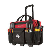 Husky GP-43196N13 18"""" 600-Denier Red Water Resistant Contractor's Rolling Tool Tote Bag with Telescoping Handle