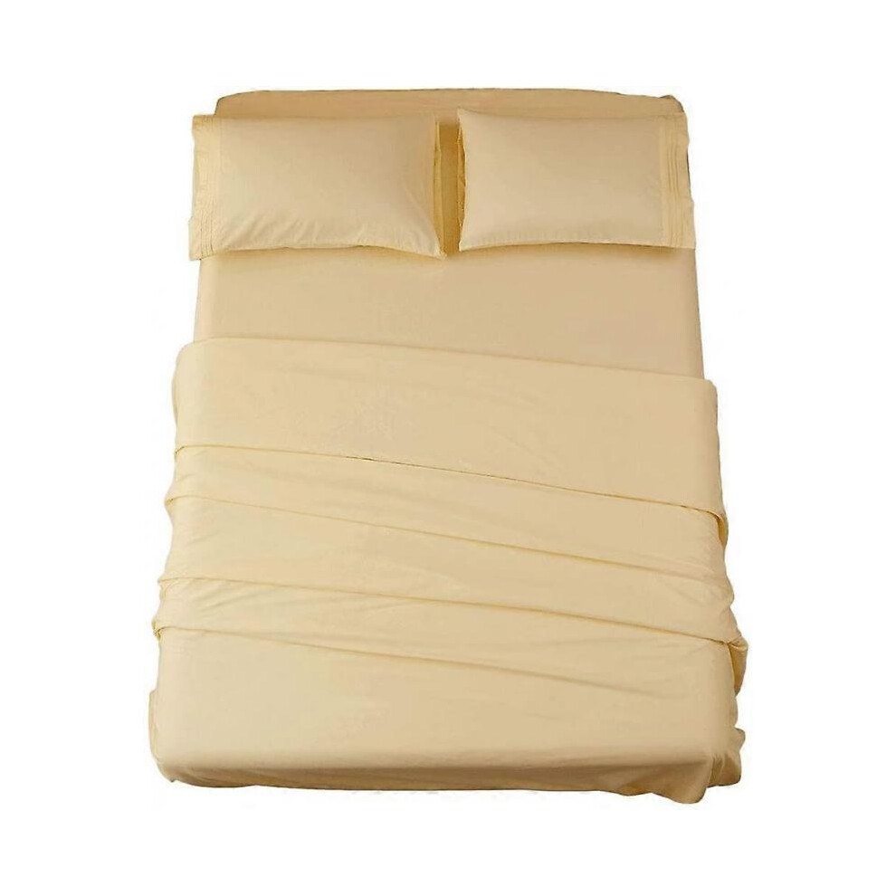 Bed Sheet Set Super Soft Microfiber 1800 Thread Count 16-Inch Deep PocketWrinkle-3 Piece (Mellow Yellow, Twin)