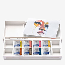 Set di acquerelli Winsor & Newton Cotman, 8 colori per ritratti a mezza cialda con pennello