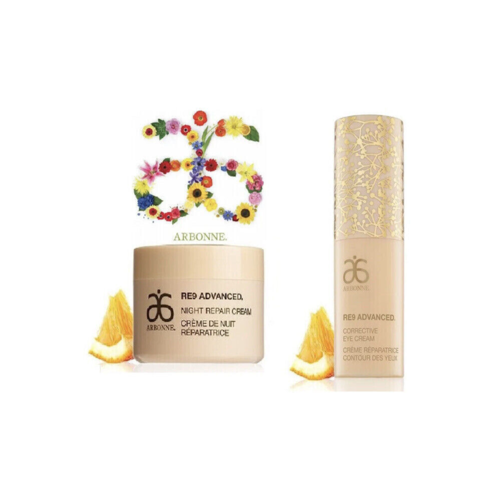 Arbonne RE9 Advanced NIGHT REPAIR CREAM 50ML+CORRECTIVE EYE CREAM 15ML