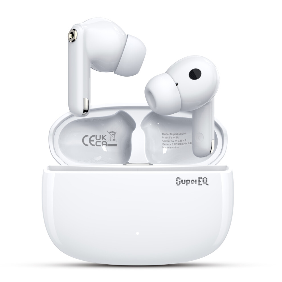 (White) Oneodio Supereq S10 Anc Bluetooth 5.4 Wireless Earphones Tws Active Noise Cancelling Headphones Earbuds With Enc Mics Game Mode White 6935158803354