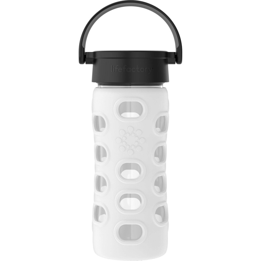 Lifefactory 12-Unzen-Glaswasserflasche Mit Bpa-Freier Kappe Und Sch Tzender Silikonh Lle, Optikwei-image