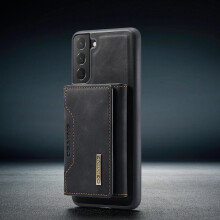 (Black, Samsung S21FE) Magnetic Detachable Leather Wallet Phone Case for Samsung S24 S23 S22 S21