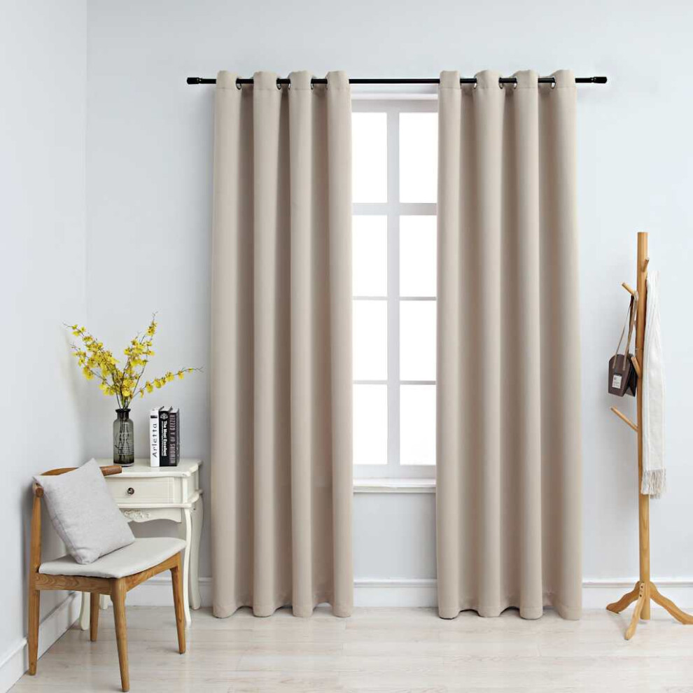 vidaXL Rideaux occultants avec anneaux, lot de 2, beige, 137 x 241 cm, tissu